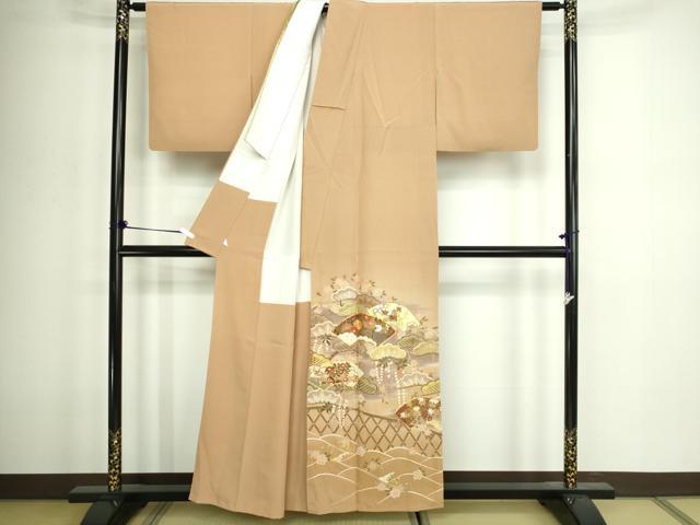 平和屋着物■豪華色留袖　駒刺繍　地紙草花文　松竹梅　暈し染め　金彩　正絹　逸品　DABD3381sf