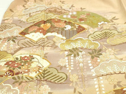 平和屋着物■豪華色留袖　駒刺繍　地紙草花文　松竹梅　暈し染め　金彩　正絹　逸品　DABD3381sf