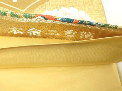 平和屋本店▼六通柄袋帯　唐織　地紙花鳥文　本金二重箔　正絹　24ｋ　逸品　DABD3383sf