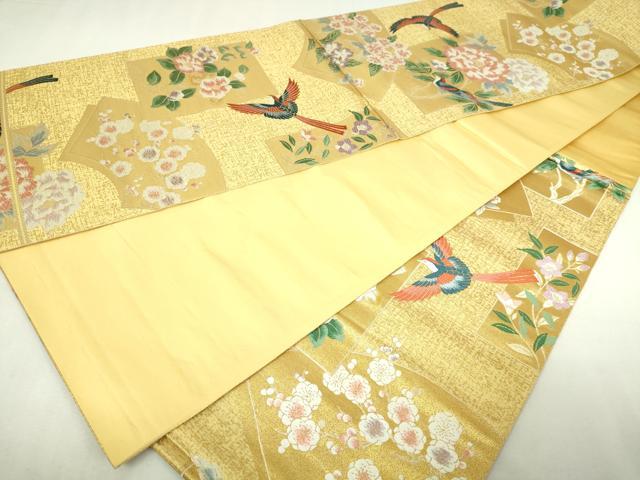 平和屋本店▼六通柄袋帯　唐織　地紙花鳥文　本金二重箔　正絹　24ｋ　逸品　DABD3383sf