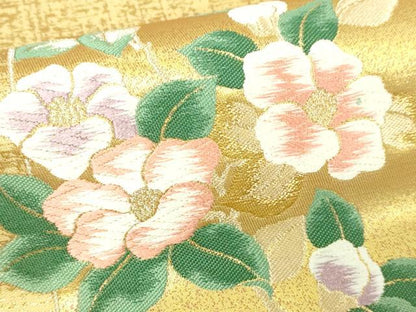 平和屋本店▼六通柄袋帯　唐織　地紙花鳥文　本金二重箔　正絹　24ｋ　逸品　DABD3383sf