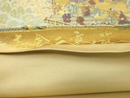 平和屋本店▼六通柄袋帯　人物風景文　本金二重箔　正絹　24ｋ　逸品　DABD3388sf