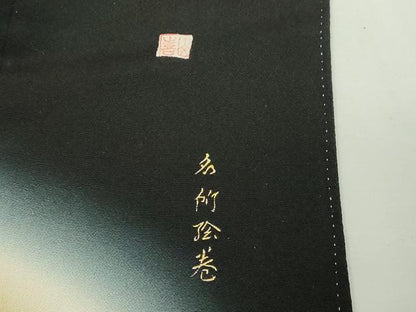 平和屋着物■豪華黒留袖　作家物　名所絵巻　暈し染め　金彩　正絹　逸品　DABD3395sf