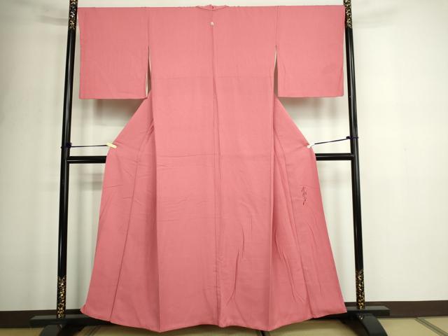 平和屋着物■染色作家　斉藤三才　色無地　甚三紅色　正絹　逸品　DABD3416sf