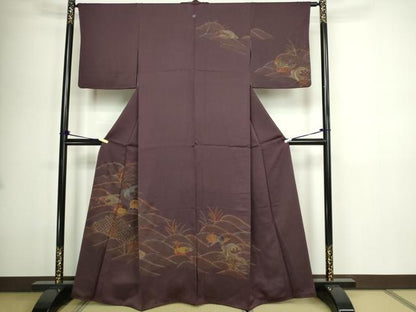 平和屋着物■訪問着　駒刺繍　立波休み鳥文　金彩　正絹　逸品　DABD3474sf