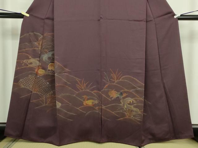 平和屋着物■訪問着　駒刺繍　立波休み鳥文　金彩　正絹　逸品　DABD3474sf