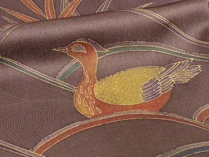 平和屋着物■訪問着　駒刺繍　立波休み鳥文　金彩　正絹　逸品　DABD3474sf