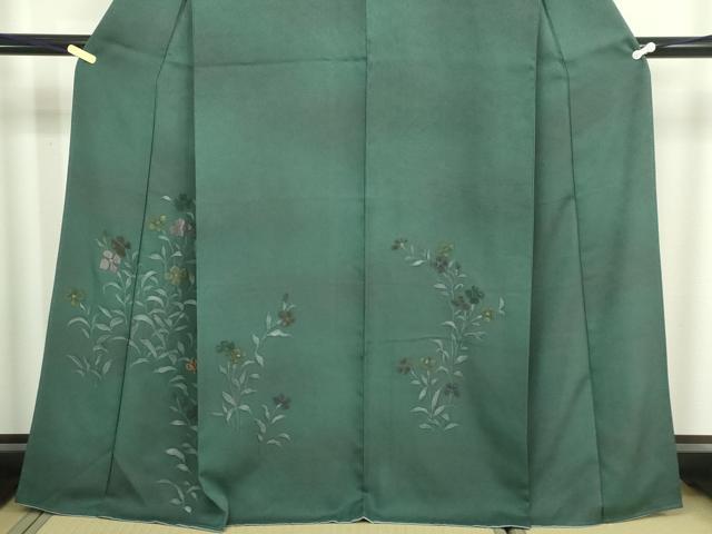 平和屋着物■訪問着　手描き　刺繍　草花文　正絹　逸品　DABD3477sf