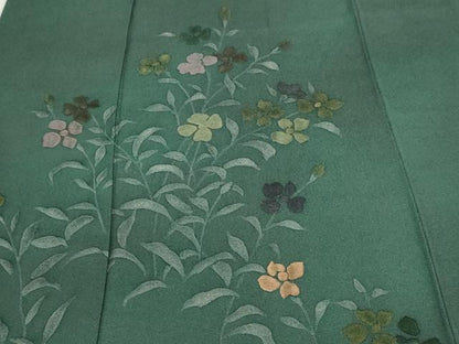 平和屋着物■訪問着　手描き　刺繍　草花文　正絹　逸品　DABD3477sf