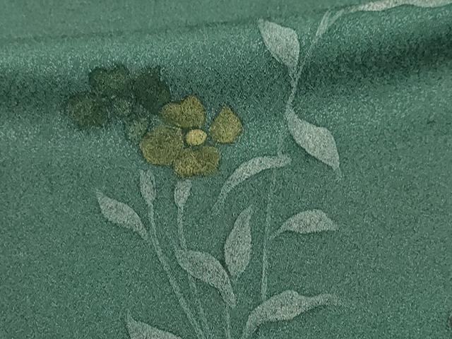 平和屋着物■訪問着　手描き　刺繍　草花文　正絹　逸品　DABD3477sf