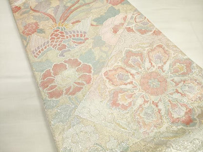 平和屋着物◎佐賀錦　六通柄袋帯　鳳凰　正倉院花文　金銀糸　正絹　逸品　DABD3531xg