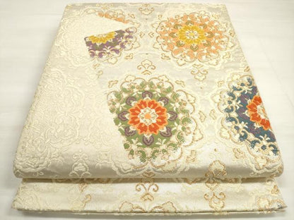 平和屋着物◎六通柄袋帯 唐織 色紙重ね 正倉院花文 金銀糸 三越扱い 正絹 逸品 DABD3558xg