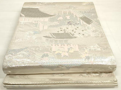 平和屋着物◎西陣　六通柄袋帯　洛中洛外之図　純プラチナ二重箔　正絹　逸品　DABD3562xg