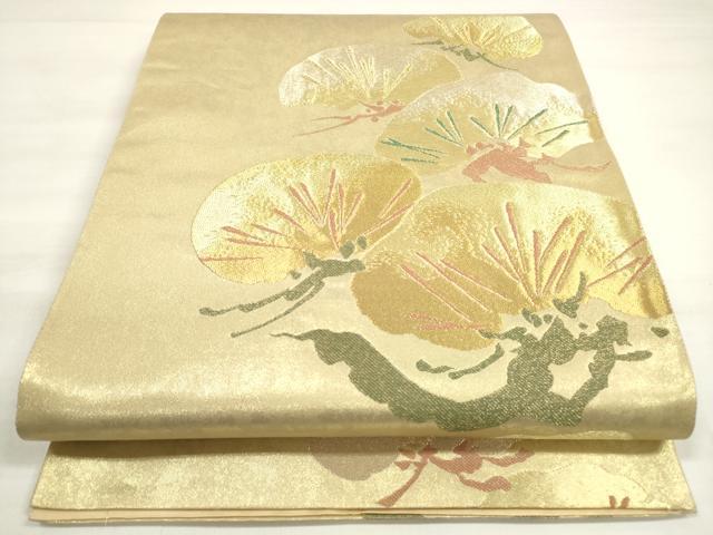 平和屋着物◎六通柄袋帯　老松　金糸　引箔　正絹　逸品　DABD3563xg