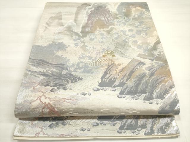 平和屋着物◎六通柄袋帯　錦袋　嵯峨野　遠山風景文　金銀糸　正絹　逸品　DABD3566xg