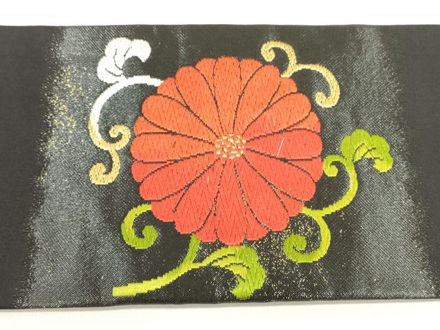 平和屋着物◎九寸名古屋帯 唐織 亀甲桐花文 黒地 金銀糸 正絹 逸品 DABD3622xg