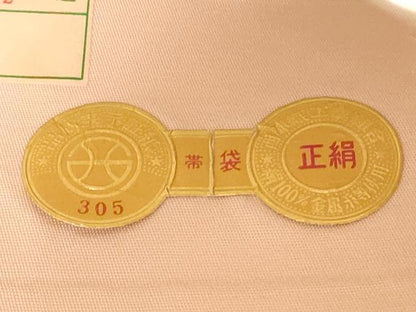 平和屋着物◎西陣　六通柄袋帯　唐織　立波孔雀文　正絹　逸品　DABD3667xg