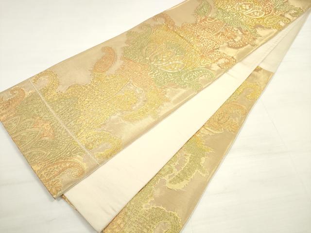 平和屋着物◎六通柄袋帯　更紗花文　金糸　正絹　逸品　DABD3679xg