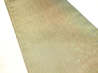 平和屋着物◎全通柄袋帯　霞文　金糸　正絹　逸品　DABD3707xg