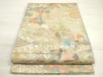 平和屋着物◎六通柄袋帯　手織　古都錦　壁画文様　金銀糸　正絹　逸品　DABD3725xg
