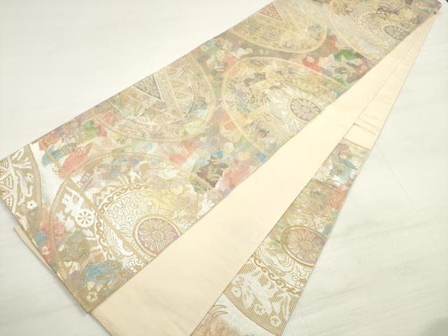 平和屋着物◎六通柄袋帯　手織　古都錦　壁画文様　金銀糸　正絹　逸品　DABD3725xg