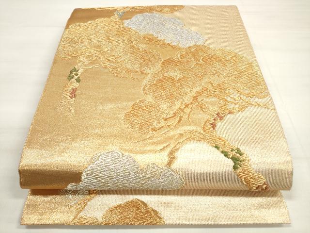 平和屋着物◎両面 六通柄袋帯 鼓扇つづれ 金銀糸 正絹 逸品 DABD3751xg
