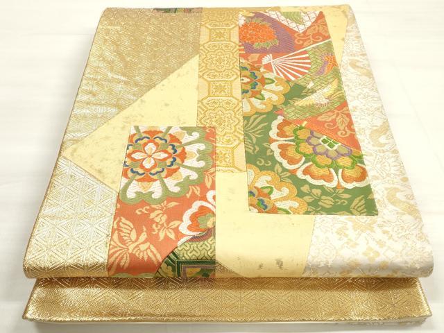 平和屋着物◎六通柄袋帯 唐織 正倉院花鳥文 切嵌 金銀糸 正絹 逸品 DABD3769xg