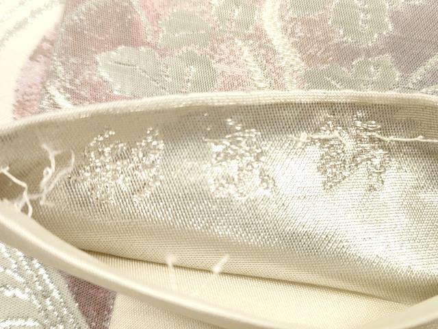 平和屋着物◎六通柄袋帯　流水花鳥文　彩京錦　プラチナ箔二重引　正絹　逸品　DABD3774xg