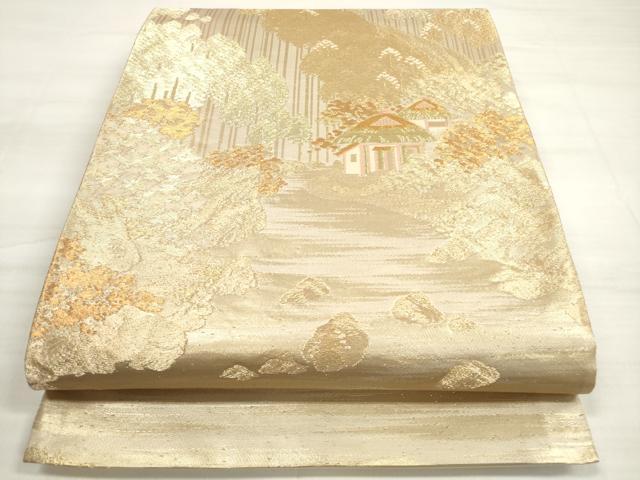 平和屋着物◎六通柄袋帯　古都名勝　栂尾北山杉　金糸　正絹　逸品　DABD3852xg