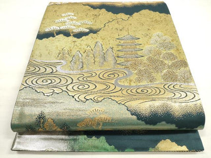 平和屋着物◎六通柄袋帯 古都 金銀糸 引箔 正絹 逸品 DABD3858xg