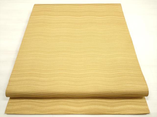 平和屋着物◎八寸名古屋帯　よろけ縞　飴色　正絹　逸品　DABD3866xg