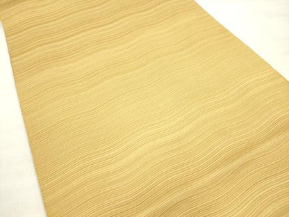 平和屋着物◎八寸名古屋帯　よろけ縞　飴色　正絹　逸品　DABD3866xg