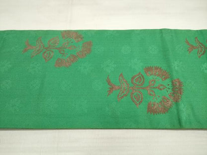 平和屋着物◎九寸名古屋帯　更紗花文　正絹　逸品　DABD3893xg