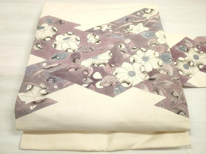 平和屋着物◎九寸古屋帯 辻が花 紬地 正絹 逸品 DABD3898xg
