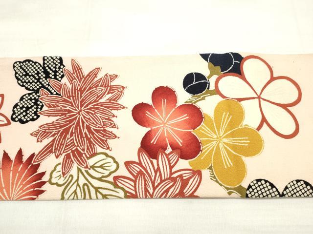 平和屋着物◎つけ帯 草花文 正絹 逸品 DABD3908xg