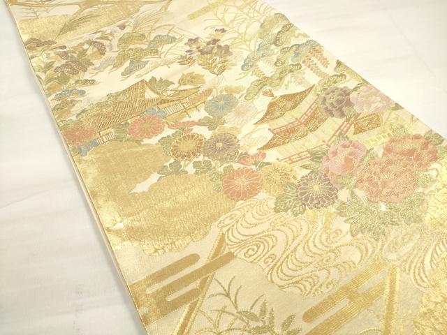 平和屋着物◎六通柄袋帯　瑞祥洛彩文　金糸　鈴乃屋扱い　正絹　逸品　DABD3941xg