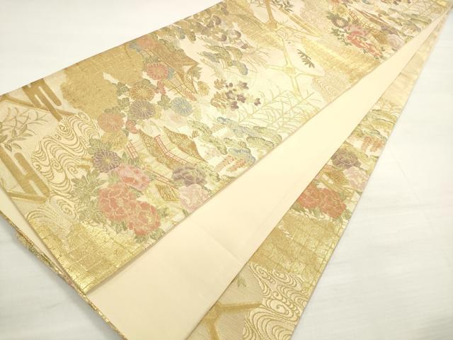 平和屋着物◎六通柄袋帯　瑞祥洛彩文　金糸　鈴乃屋扱い　正絹　逸品　DABD3941xg
