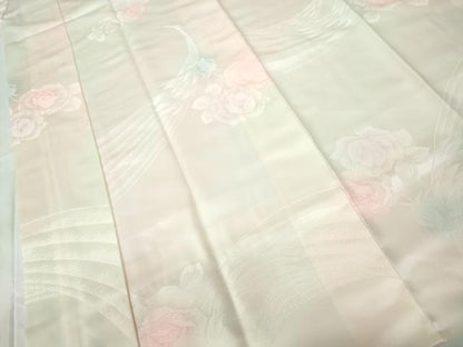 平和屋着物■長襦袢　袷　孔雀花文　暈し染め　半衿刺繍　正絹　逸品　DABD4005qa