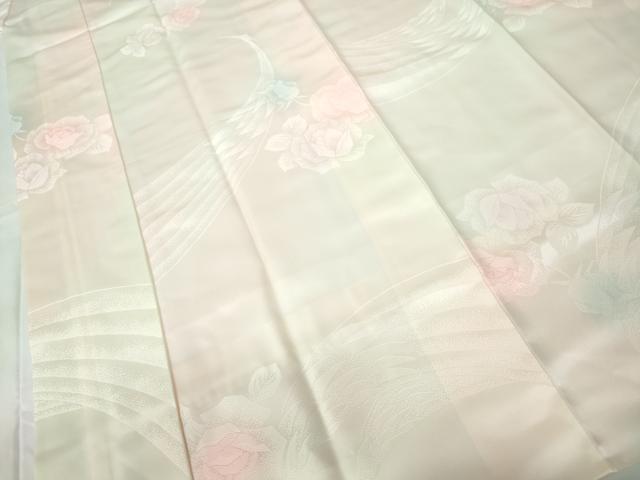 平和屋着物■長襦袢　袷　孔雀花文　暈し染め　半衿刺繍　正絹　逸品　DABD4005qa