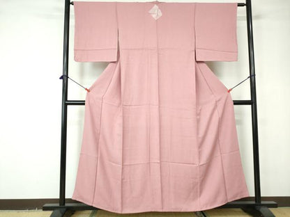平和屋着物■上質な色無地 霞地紋 珊瑚色 正絹 逸品 DABD4008qa