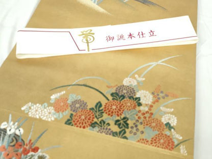 平和屋着物◎六通柄袋帯 唐織 流水鴛鴦花文 金糸 正絹 逸品 DABD4019qa