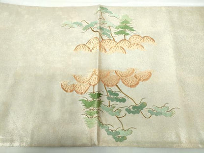 平和屋着物◎太鼓柄袋帯 総刺繍 風景文 金糸 正絹 逸品 DABD4020qa