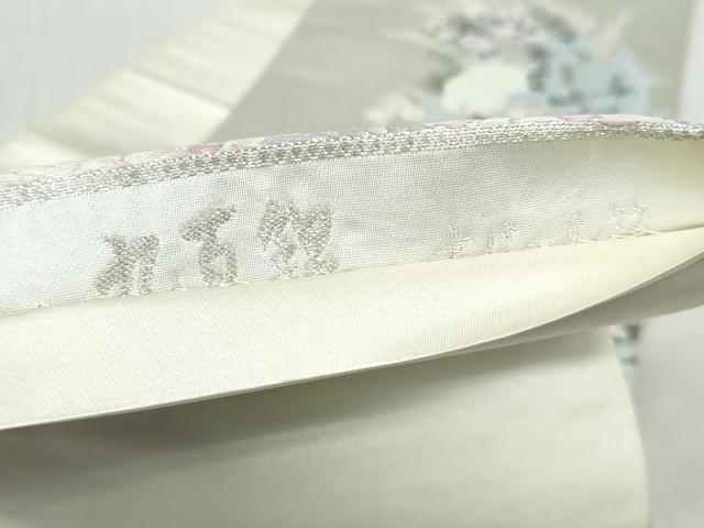 平和屋着物◎六通柄袋帯 唐織 孔雀花文 九百錦 オパール箔 正絹 逸品 DABD4032qa