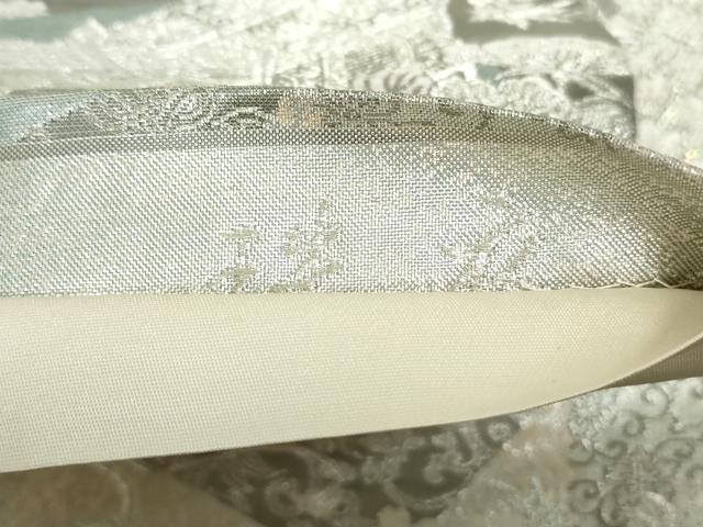平和屋着物◎六通柄袋帯 唐織 御所車花文 プラチナ箔 正絹 逸品 DABD4053qa