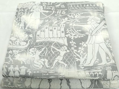 平和屋着物◎全通柄袋帯 ふくれ織 古代エジプト壁画文 正絹 逸品 DABD4055qa