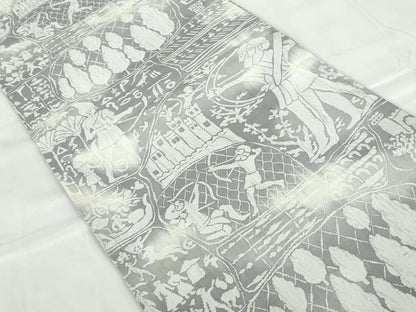平和屋着物◎全通柄袋帯 ふくれ織 古代エジプト壁画文 正絹 逸品 DABD4055qa