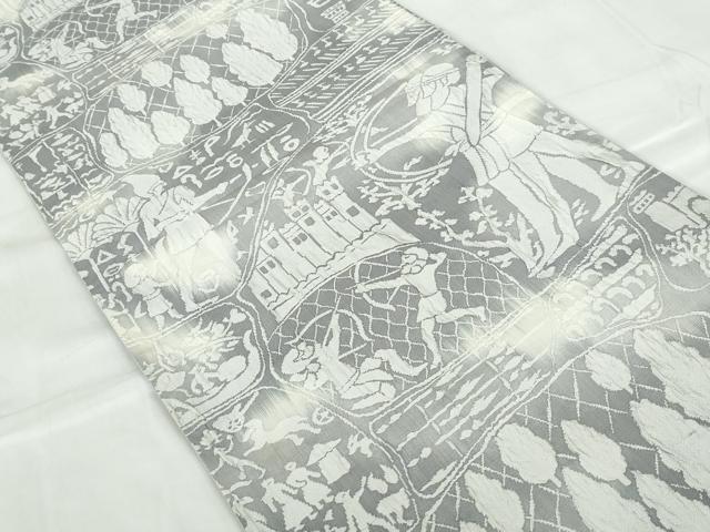 平和屋着物◎全通柄袋帯 ふくれ織 古代エジプト壁画文 正絹 逸品 DABD4055qa