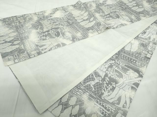 平和屋着物◎全通柄袋帯 ふくれ織 古代エジプト壁画文 正絹 逸品 DABD4055qa