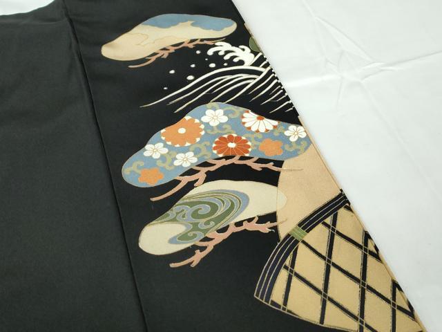 平和屋着物■豪華黒留袖 駒刺繍 立波枝松文 金彩 正絹 逸品 DABD4093qa