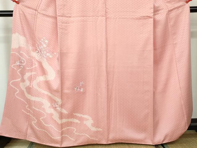 平和屋着物■訪問着 絞り 刺繍 道長花籠文 正絹 逸品 DABD4097qa